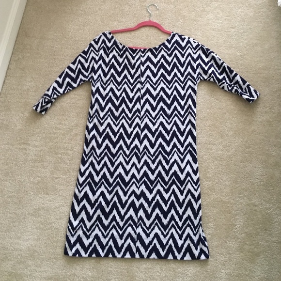 Lilly Pulitzer Eliza Chevron Dress small navy - Picture 3 of 6